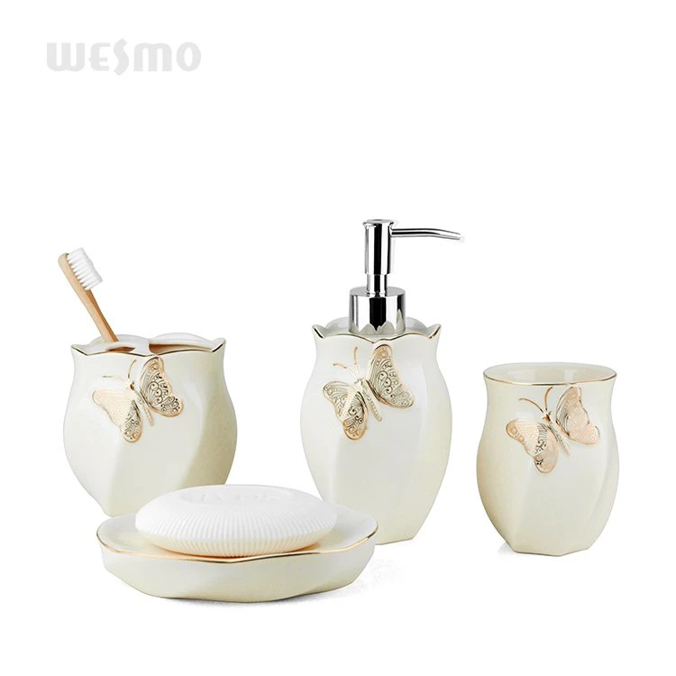 Golden Porcelain Ceramic Bath Accessories Bathroom Set