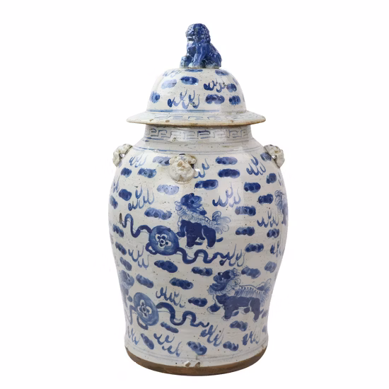 China Jingdezhen Blue and White Ceramic Flower Birds Porcelain Decoration Ginger Temple Jars